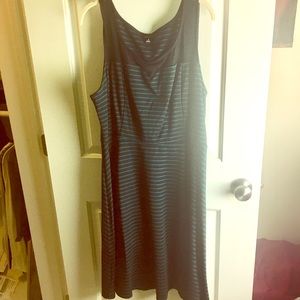 Torrid Fit and Flare Dress Green & Black Stripe 2